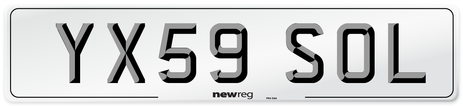 YX59 SOL Number Plate from New Reg